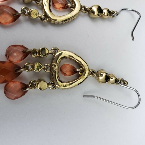 Tear drop pink blue green rhinestone earrings - Picture 5 of 6